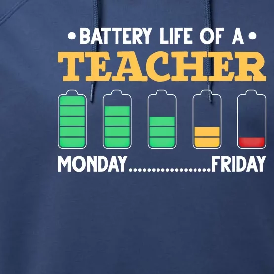 Teacher Battery Life Of A Teacher Battery Life Gift Performance Fleece Hoodie