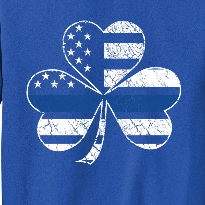 Thin Blue Line St Patrick's Day Clover Police Gift Sweatshirt