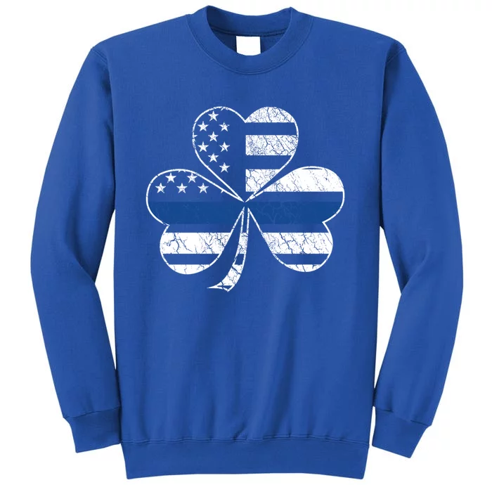 Thin Blue Line St Patrick's Day Clover Police Gift Sweatshirt