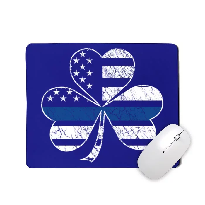 Thin Blue Line St Patrick's Day Clover Police Gift Mousepad