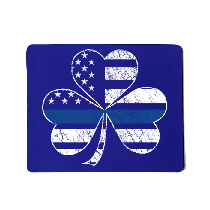 Thin Blue Line St Patrick's Day Clover Police Gift Mousepad