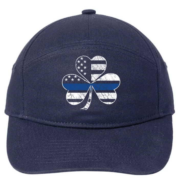 Thin Blue Line St Patrick's Day Clover Police Gift 7-Panel Snapback Hat