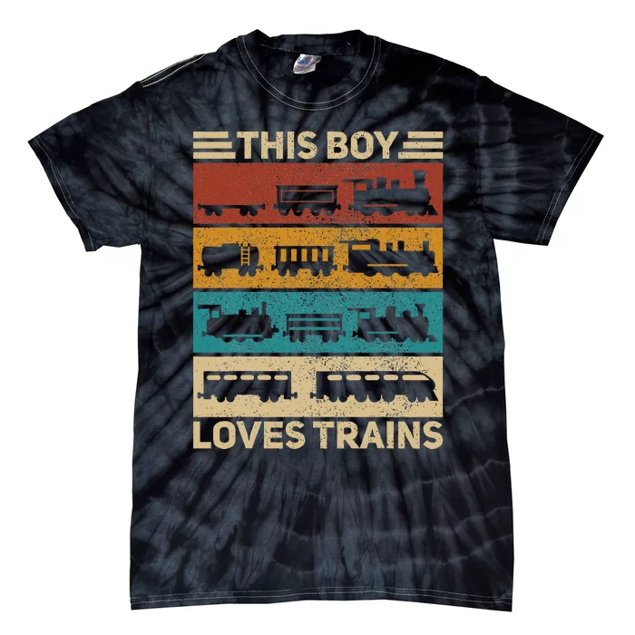 This Boy Loves Trains Lover Wagon Train Tie-Dye T-Shirt