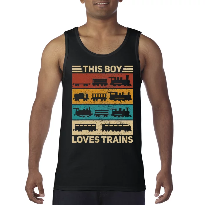 This Boy Loves Trains Lover Wagon Train Tank Top