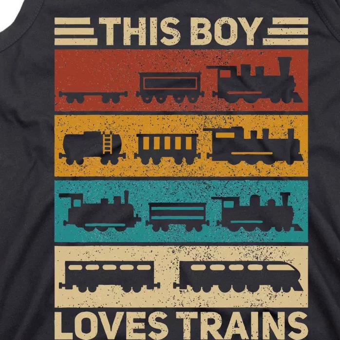 This Boy Loves Trains Lover Wagon Train Tank Top