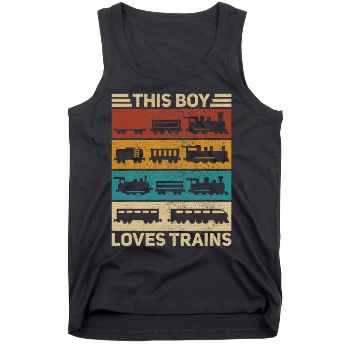 This Boy Loves Trains Lover Wagon Train Tank Top