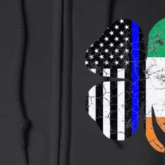 Thin Blue Line American Irish St Patricks Day Full Zip Hoodie