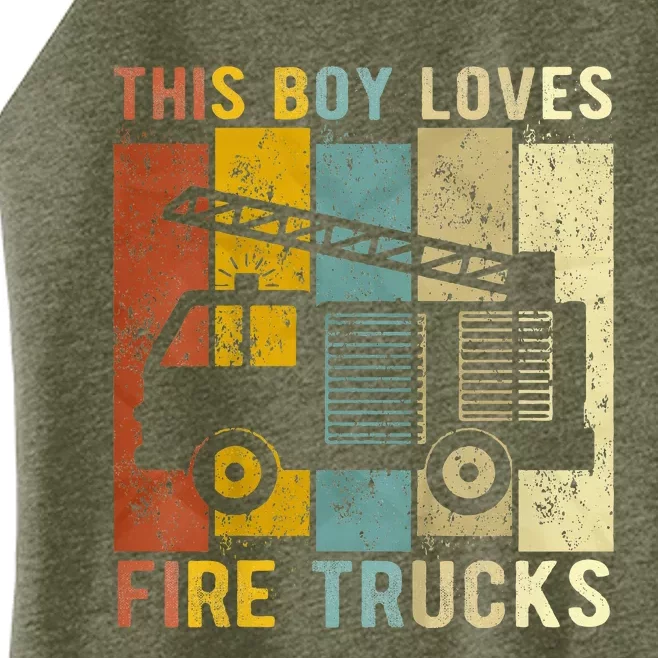 This Boy Loves Fire Trucks Fire Truck Firefighter Women’s Perfect Tri Rocker Tank