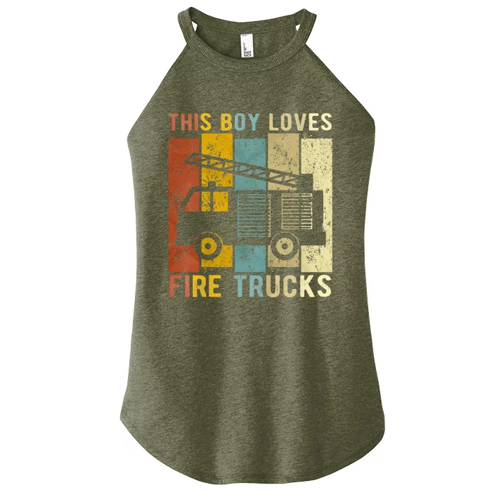 This Boy Loves Fire Trucks Fire Truck Firefighter Women’s Perfect Tri Rocker Tank