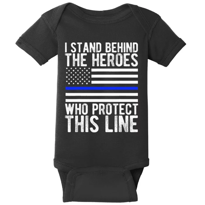 Thin Blue Line Flag Police Hero Law Enforcement Support Baby Bodysuit