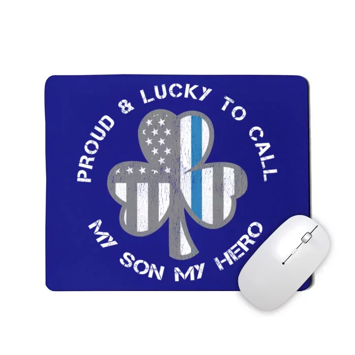 Thin Blue Line Us Flag Proud Police Parent St Patricks Day Gift Mousepad