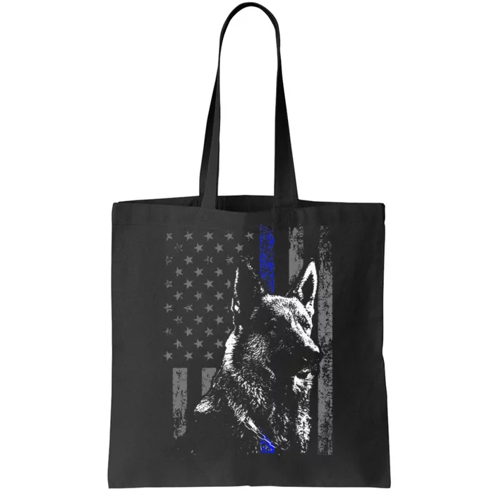 Thin Blue Line Flag K9 German Shepherd Police Dog Gift Men Tote Bag