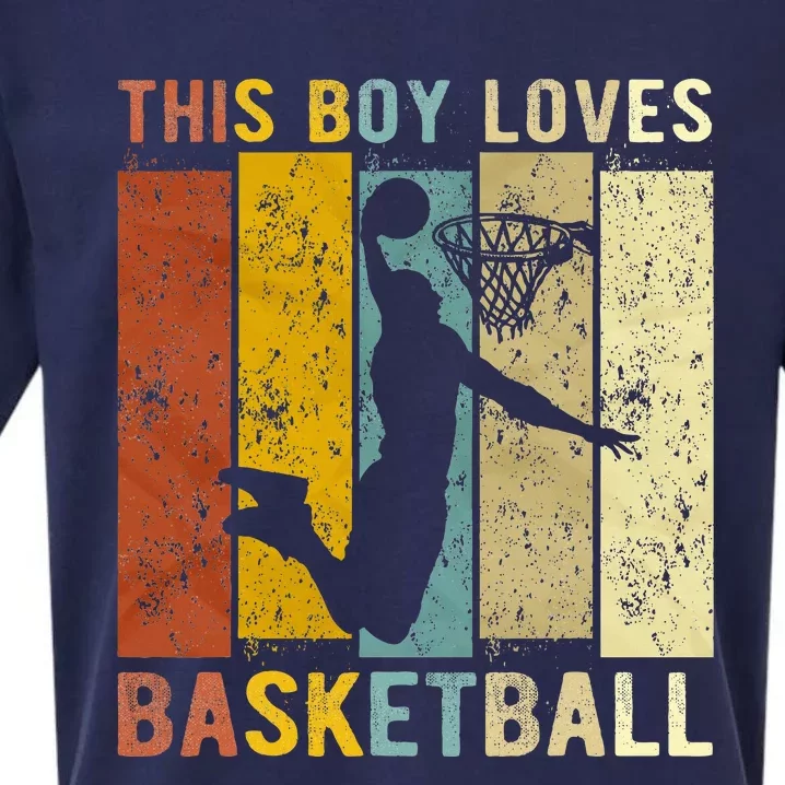 This Boy Loves Basketball Basketball Sueded Cloud Jersey T-Shirt