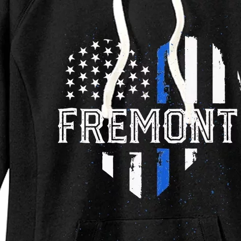 Thin Blue Line Heart Fremont CA Police Officer Patriotic Women's Fleece Hoodie