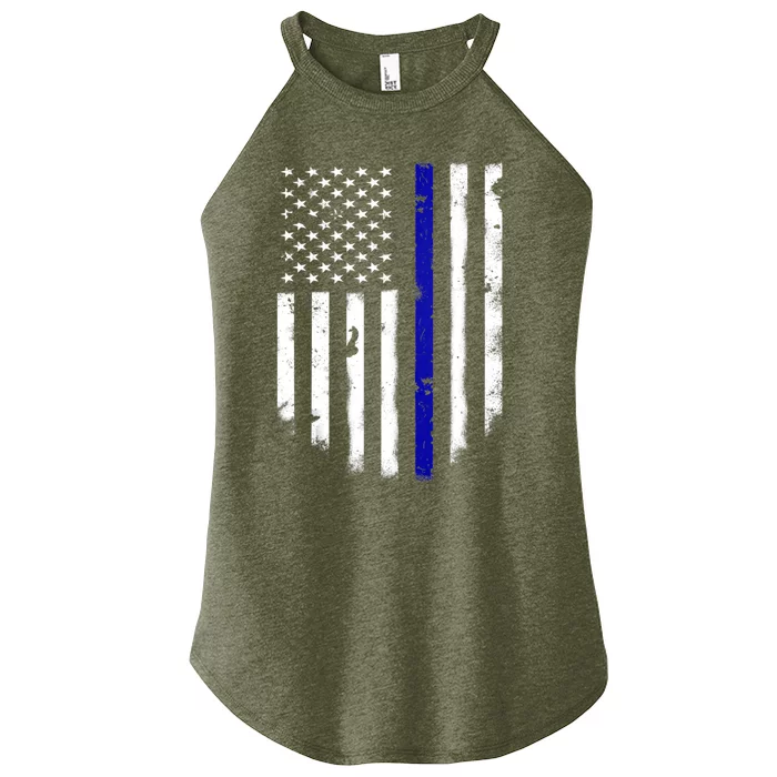 Thin Blue Line American Flag Shirt Cool Police Support Tee Women’s Perfect Tri Rocker Tank