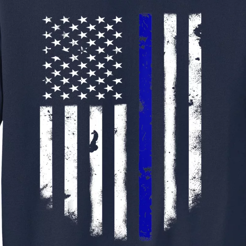 Thin Blue Line American Flag Shirt Cool Police Support Tee Tall Sweatshirt