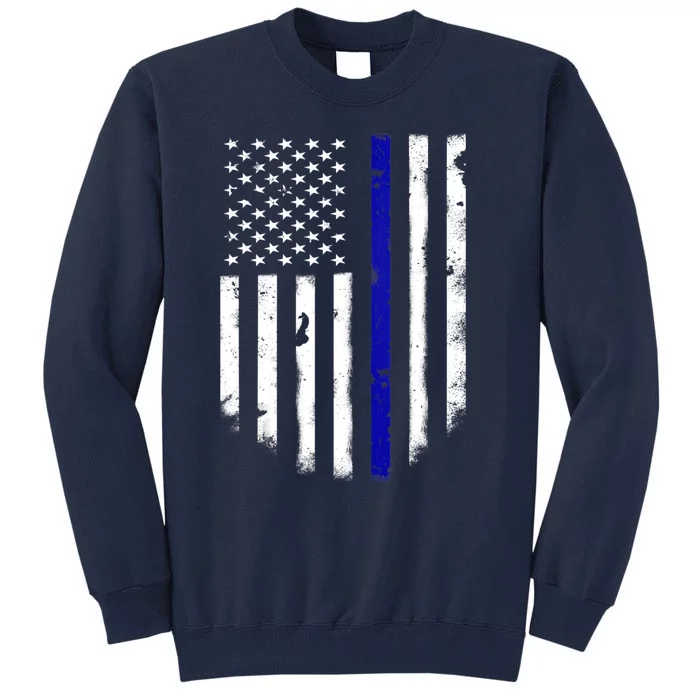 Thin Blue Line American Flag Shirt Cool Police Support Tee Tall Sweatshirt