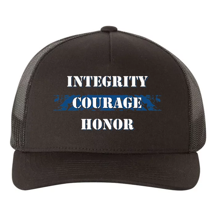 Thin Blue Line Integrity Courage Honor I Police Yupoong Adult 5-Panel Trucker Hat