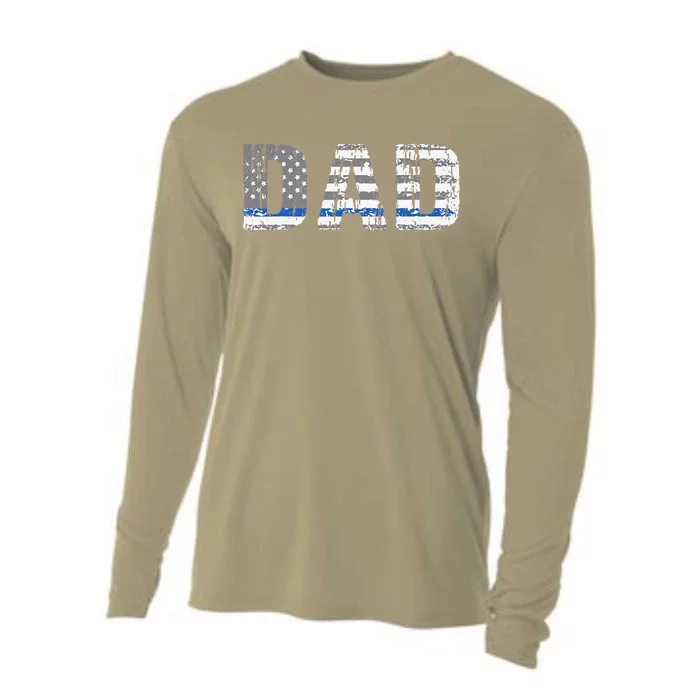 Thin Blue Line Police Dad Police Officer Supporter Father Cooling Performance Long Sleeve Crew