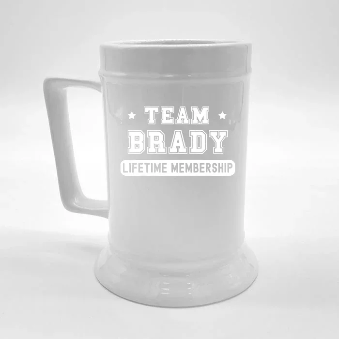 Team Brady Lifetime Membership Funny Front & Back Beer Stein