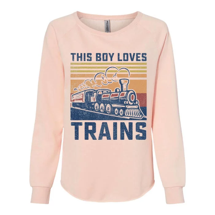 This Boy Loves Trains Trains Lovers Womens California Wash Sweatshirt