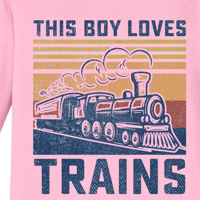 This Boy Loves Trains Trains Lovers Baby Long Sleeve Bodysuit