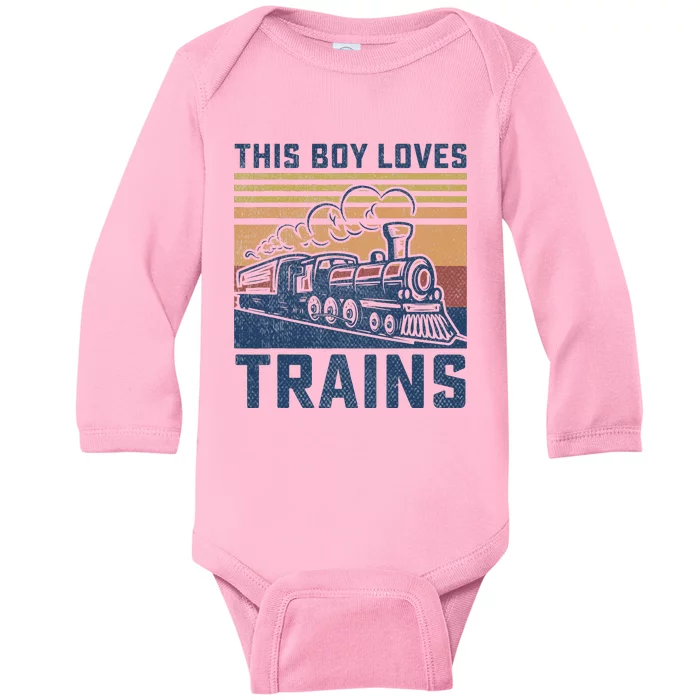 This Boy Loves Trains Trains Lovers Baby Long Sleeve Bodysuit