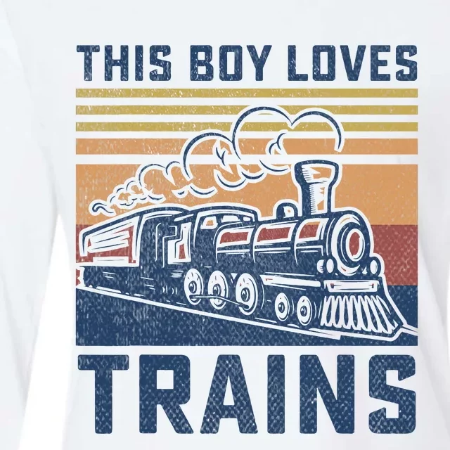 This Boy Loves Trains Trains Lovers Womens Cotton Relaxed Long Sleeve T-Shirt