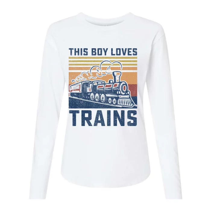 This Boy Loves Trains Trains Lovers Womens Cotton Relaxed Long Sleeve T-Shirt