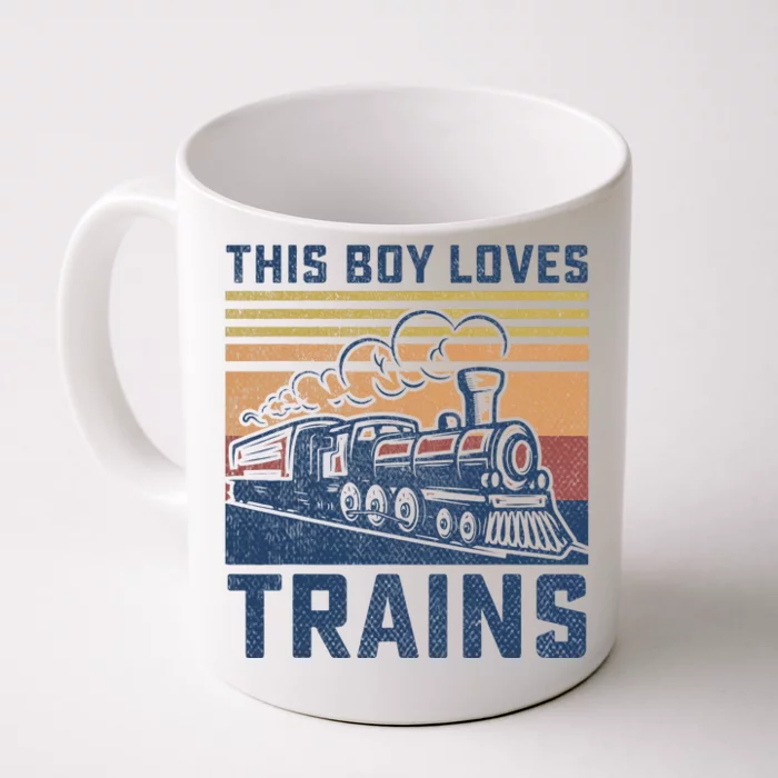 This Boy Loves Trains Trains Lovers Front & Back Coffee Mug