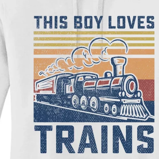 This Boy Loves Trains Trains Lovers Women's Pullover Hoodie