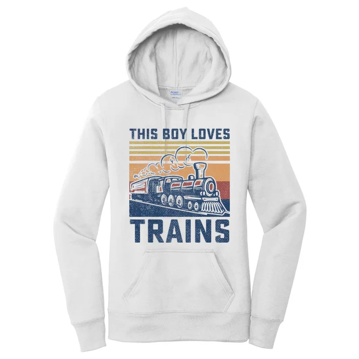 This Boy Loves Trains Trains Lovers Women's Pullover Hoodie