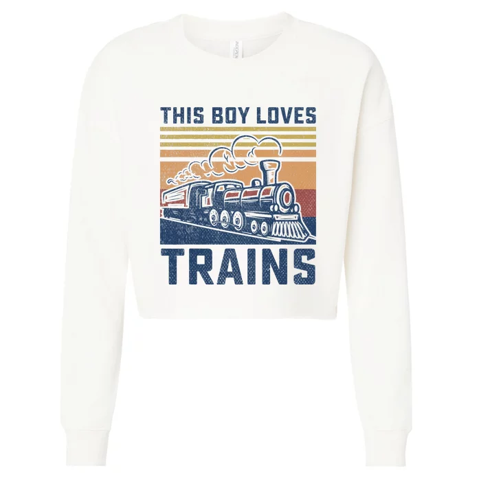 This Boy Loves Trains Trains Lovers Cropped Pullover Crew