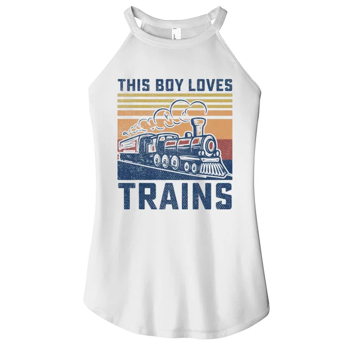 This Boy Loves Trains Trains Lovers Women’s Perfect Tri Rocker Tank