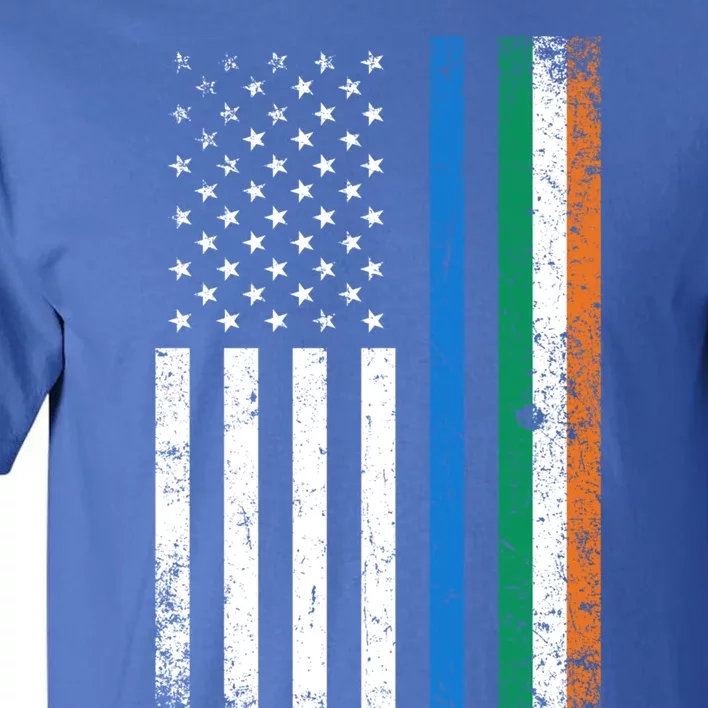 Thin Blue Line Irish American Flag Police Officer Gift Tall T-Shirt