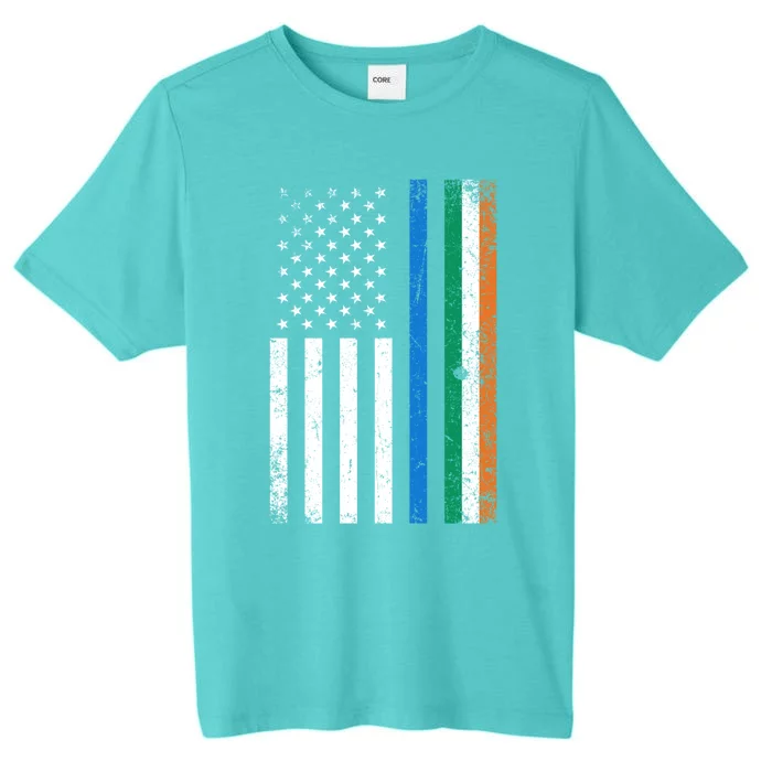 Thin Blue Line Irish American Flag Police Officer Gift ChromaSoft Performance T-Shirt