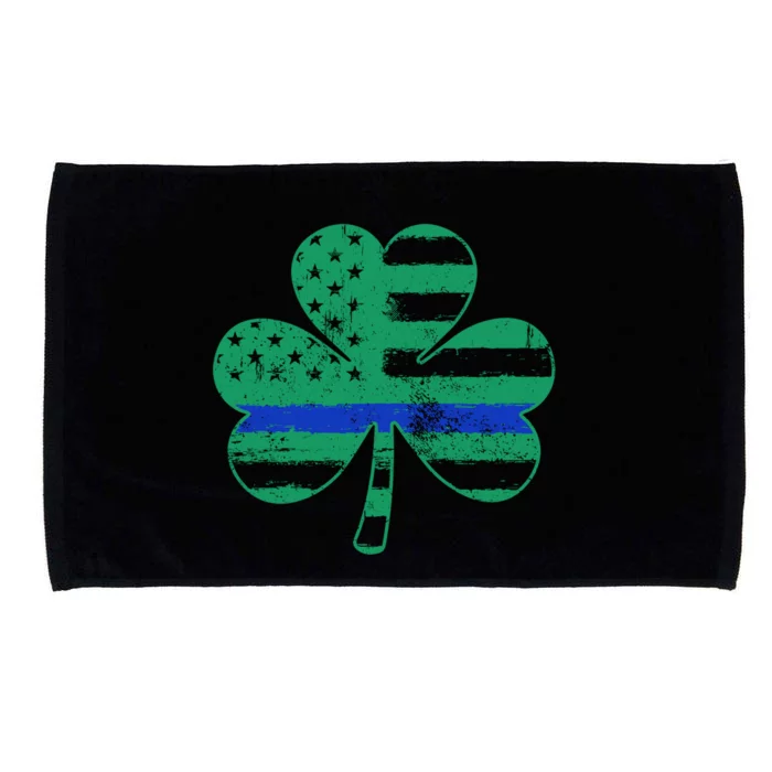 Thin Blue Line Irish Shamrock Police Gift Usa American Flag Cool Gift Microfiber Hand Towel