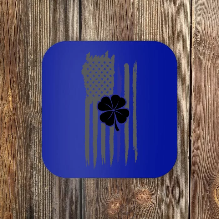 Thin Blue Line Police Irish Us Flag St Patricks Day Gift Coaster