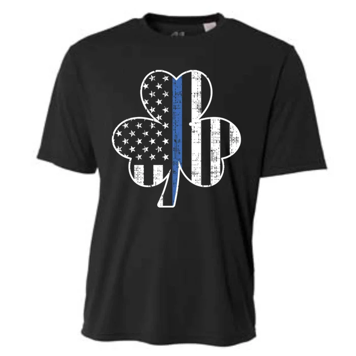 Thin Blue Line Shamrock Cool Gift St Patricks Day Police Gift Cooling Performance Crew T-Shirt