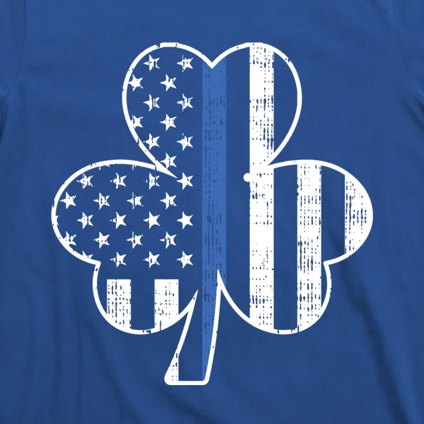 Thin Blue Line Shamrock Cool Gift St Patricks Day Police Gift T-Shirt