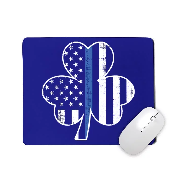 Thin Blue Line Shamrock Cool Gift St Patricks Day Police Gift Mousepad