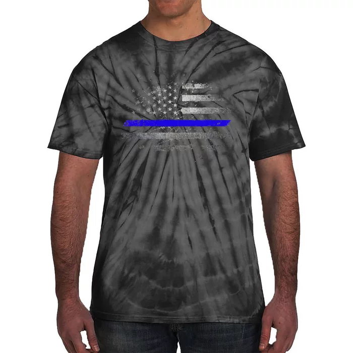 Thin Blue Line Vintage Usa Flag Patriots Tie-Dye T-Shirt