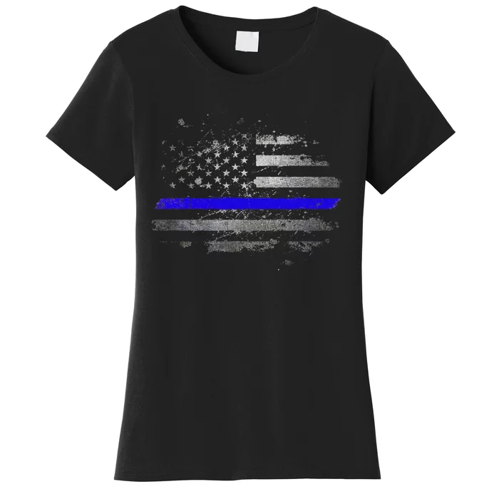 Thin Blue Line Vintage Usa Flag Patriots Women's T-Shirt