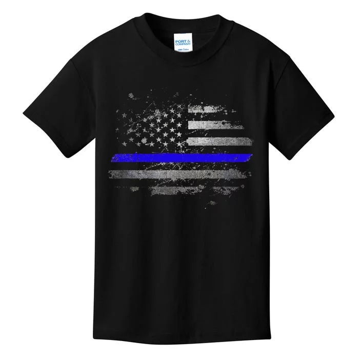 Thin Blue Line Vintage Usa Flag Patriots Kids T-Shirt