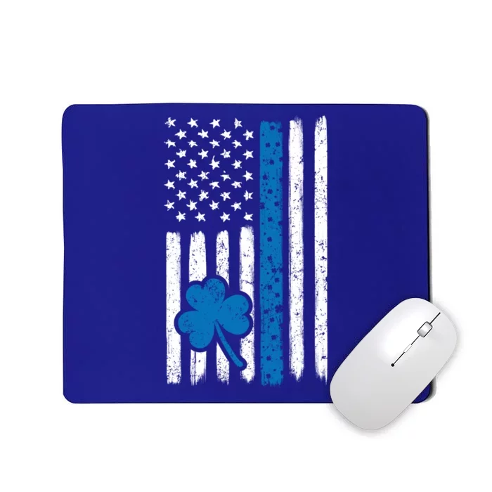 Thin Blue Line St Patrick's Day Gift Police Cop Usa Flag Cool Gift Mousepad