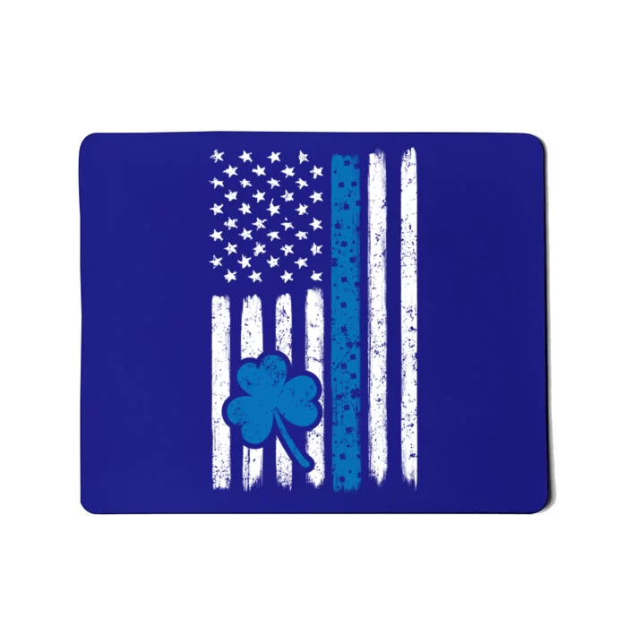 Thin Blue Line St Patrick's Day Gift Police Cop Usa Flag Cool Gift Mousepad