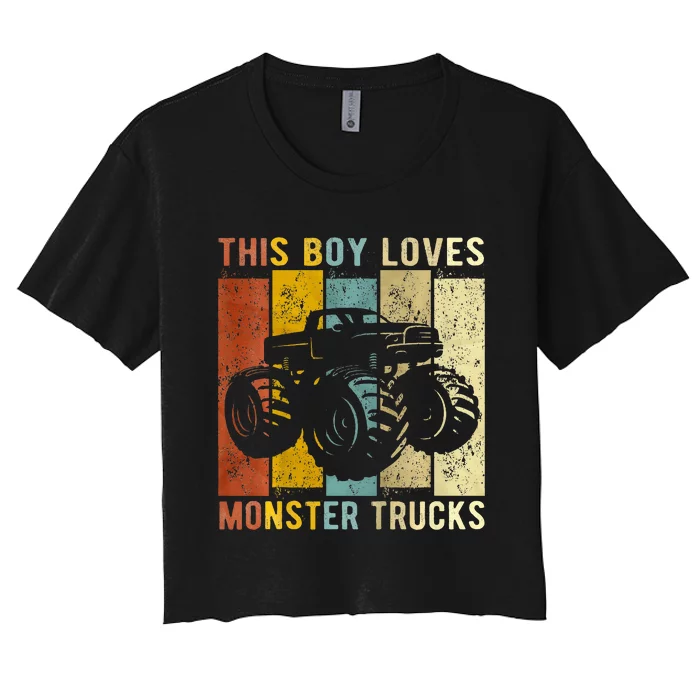 This Boy Loves Monster Trucks Monster Truck Women's Crop Top Tee