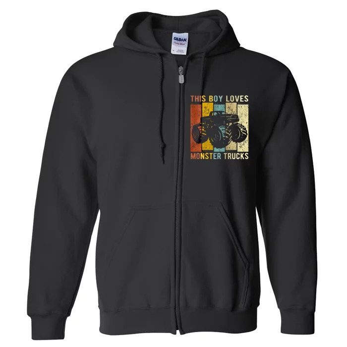 This Boy Loves Monster Trucks Monster Truck Full Zip Hoodie