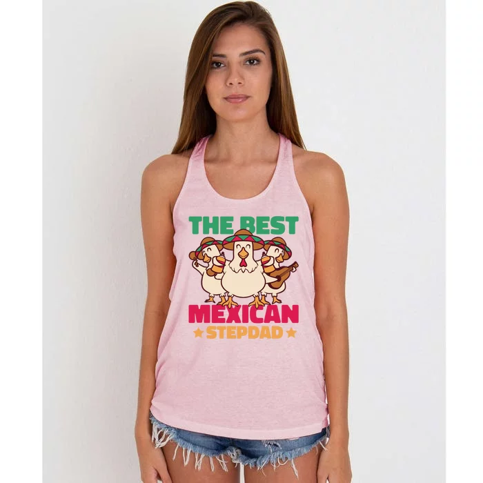 The Best Mexican Stepdad With Chicken For Father's Day Gift Women's Knotted Racerback Tank