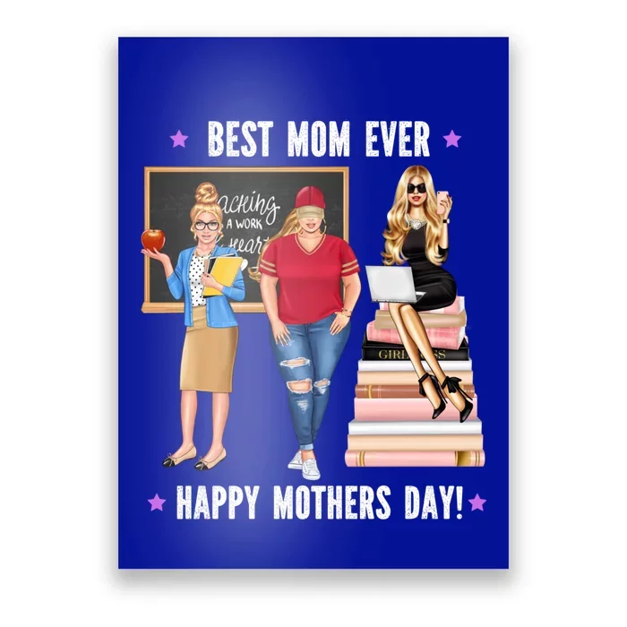 Teachers Best Mom Ever Mommy Mothers Day Loves Baseball Meaningful Gift Poster